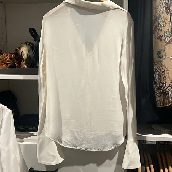 Reformation Jeremiah top blouse button up shirt extra small XS cream gossamer S - Picture 6 of 7